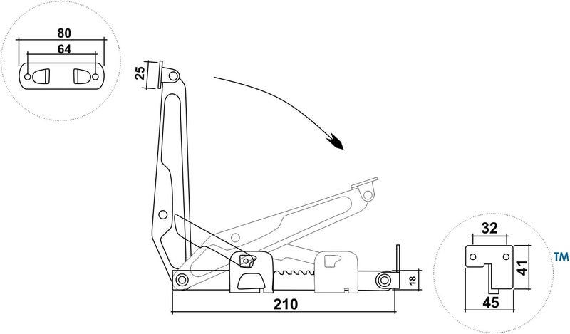 ROK Hardware Ratchet Headrest Fitting for Beds, Desk Lids, Drafting Tables, and Drawing Boards, Steel - Image 3